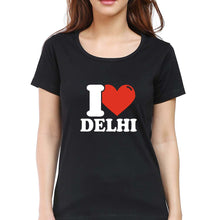Load image into Gallery viewer, I Love Delhi T-Shirt for Women-Black-Ektarfa.online
