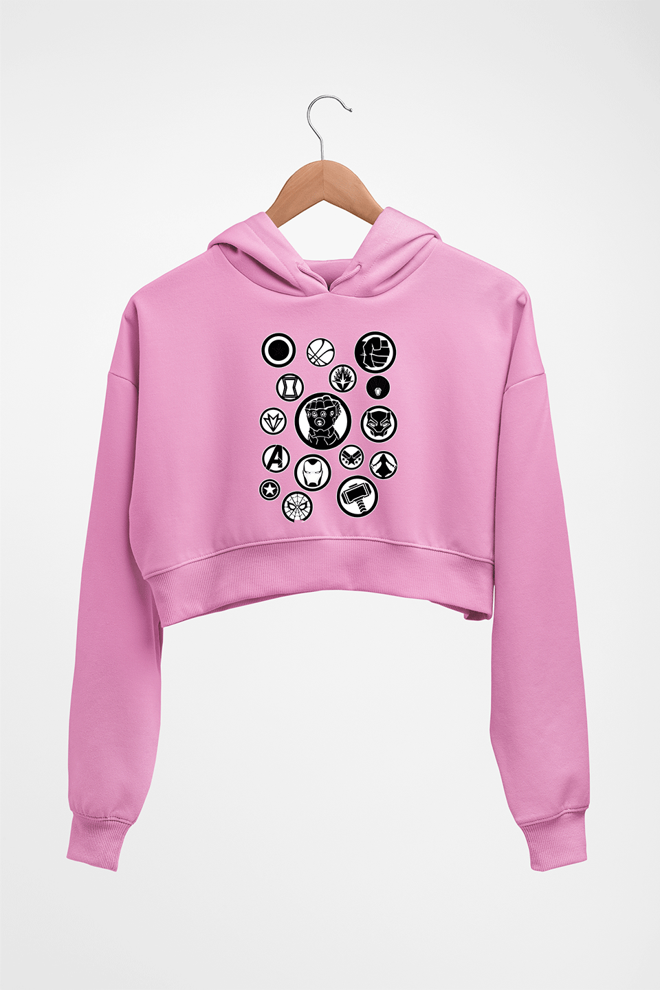 Avengers Crop HOODIE FOR WOMEN-Light Baby Pink-Ektarfa.online