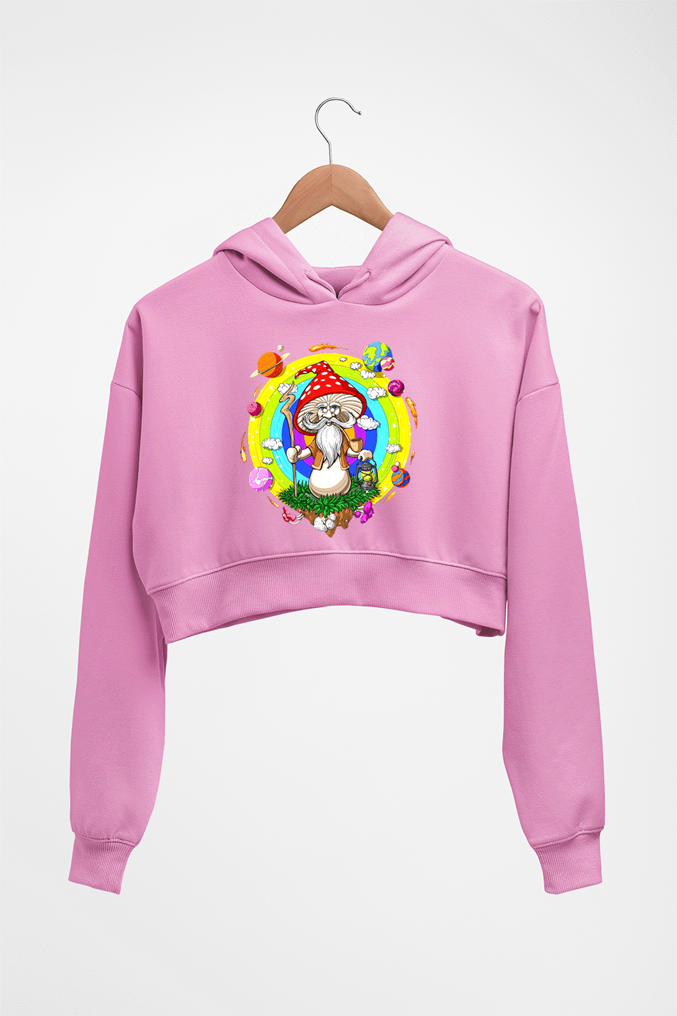 Mushroom Crop HOODIE FOR WOMEN-Light Baby Pink-Ektarfa.online