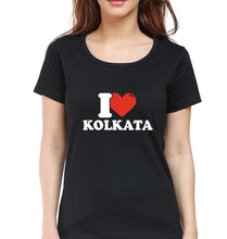 Load image into Gallery viewer, I Love Kolkata T-Shirt for Women-Black-Ektarfa.online
