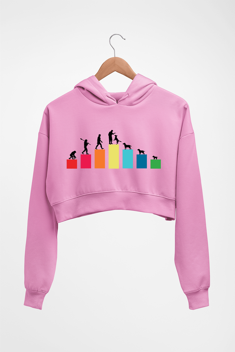 Dog Evolution Crop HOODIE FOR WOMEN-Light Baby Pink-Ektarfa.online