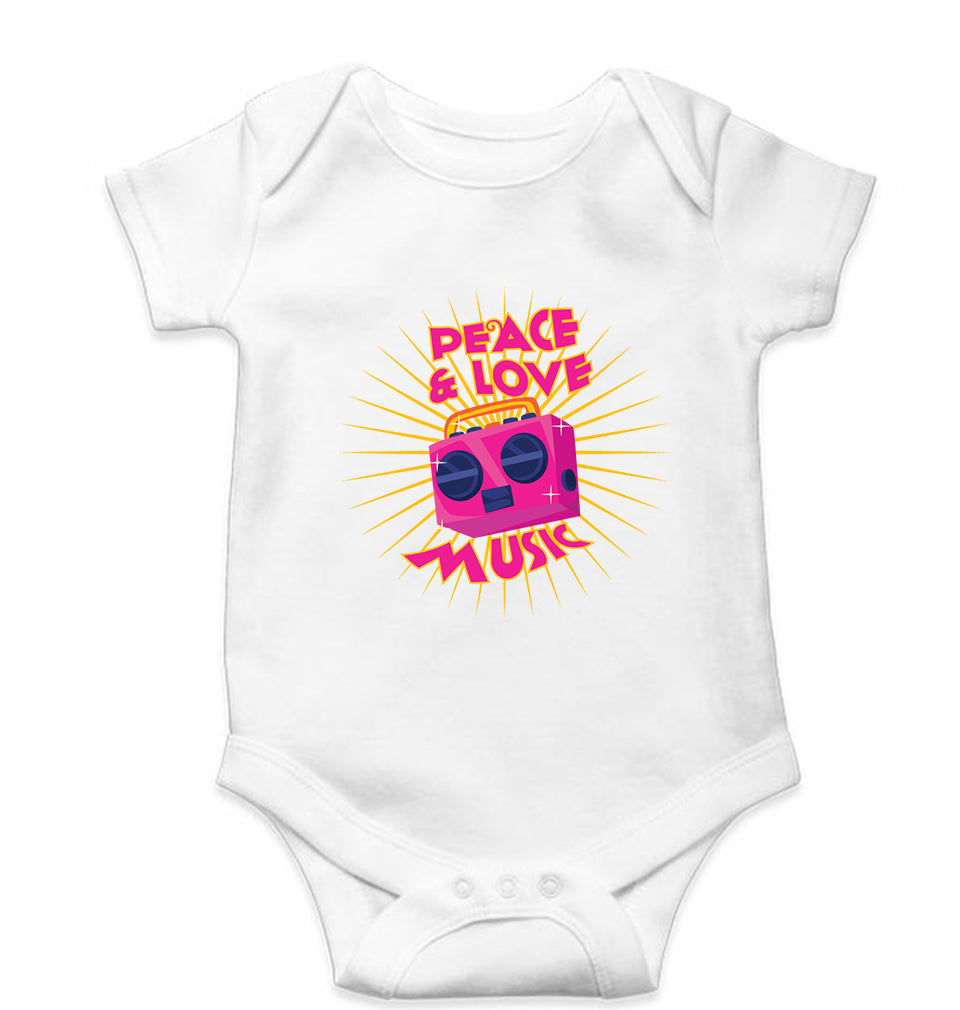 Psychedelic Music Peace Love Kids Romper For Baby Boy/Girl-White-Ektarfa.online