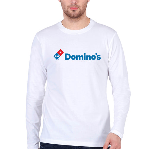 Domino's Full Sleeves T-Shirt for Men-White-Ektarfa.online