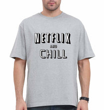 Load image into Gallery viewer, Netflix and chill Oversized T-Shirt for Men-Grey-Ektarfa.online
