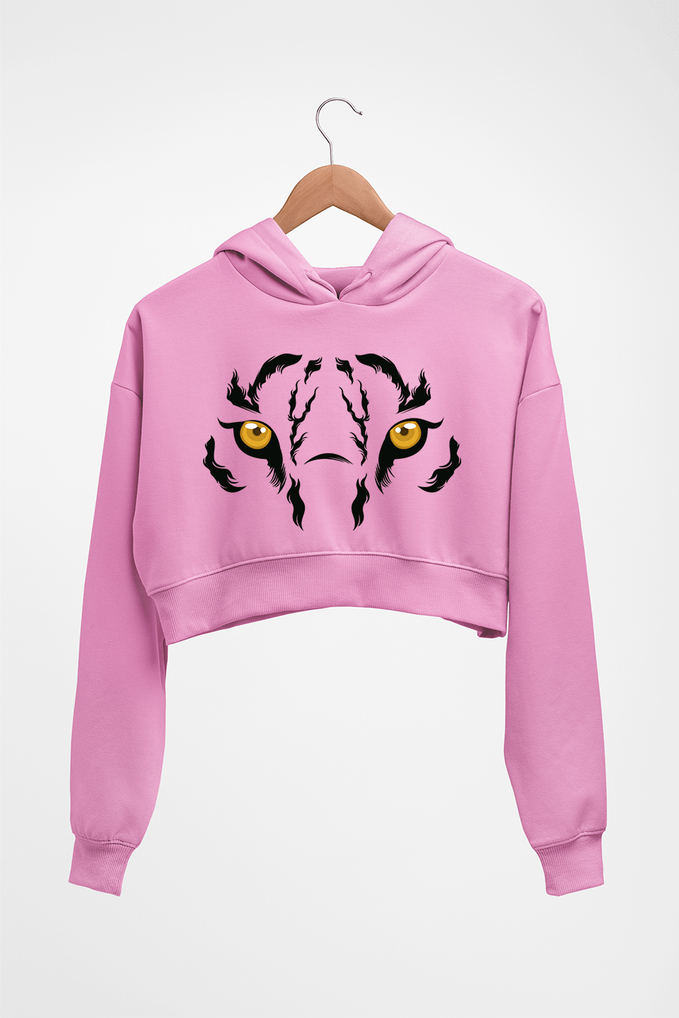 Tiger Eyes Crop HOODIE FOR WOMEN-Light Baby Pink-Ektarfa.online