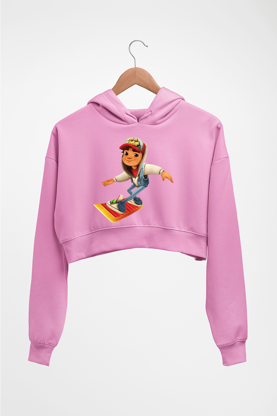Subway Surfers Crop HOODIE FOR WOMEN-Light Baby Pink-Ektarfa.online