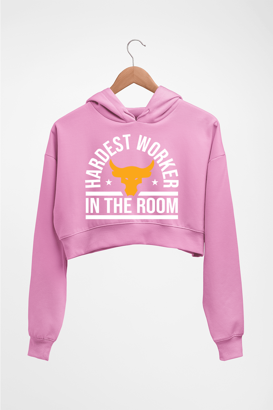 Hardest Worker In the Room Gym Crop HOODIE FOR WOMEN-Light Baby Pink-Ektarfa.online