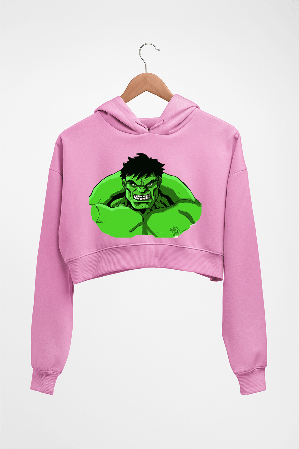 Hulk Superhero Crop HOODIE FOR WOMEN-Light Baby Pink-Ektarfa.online