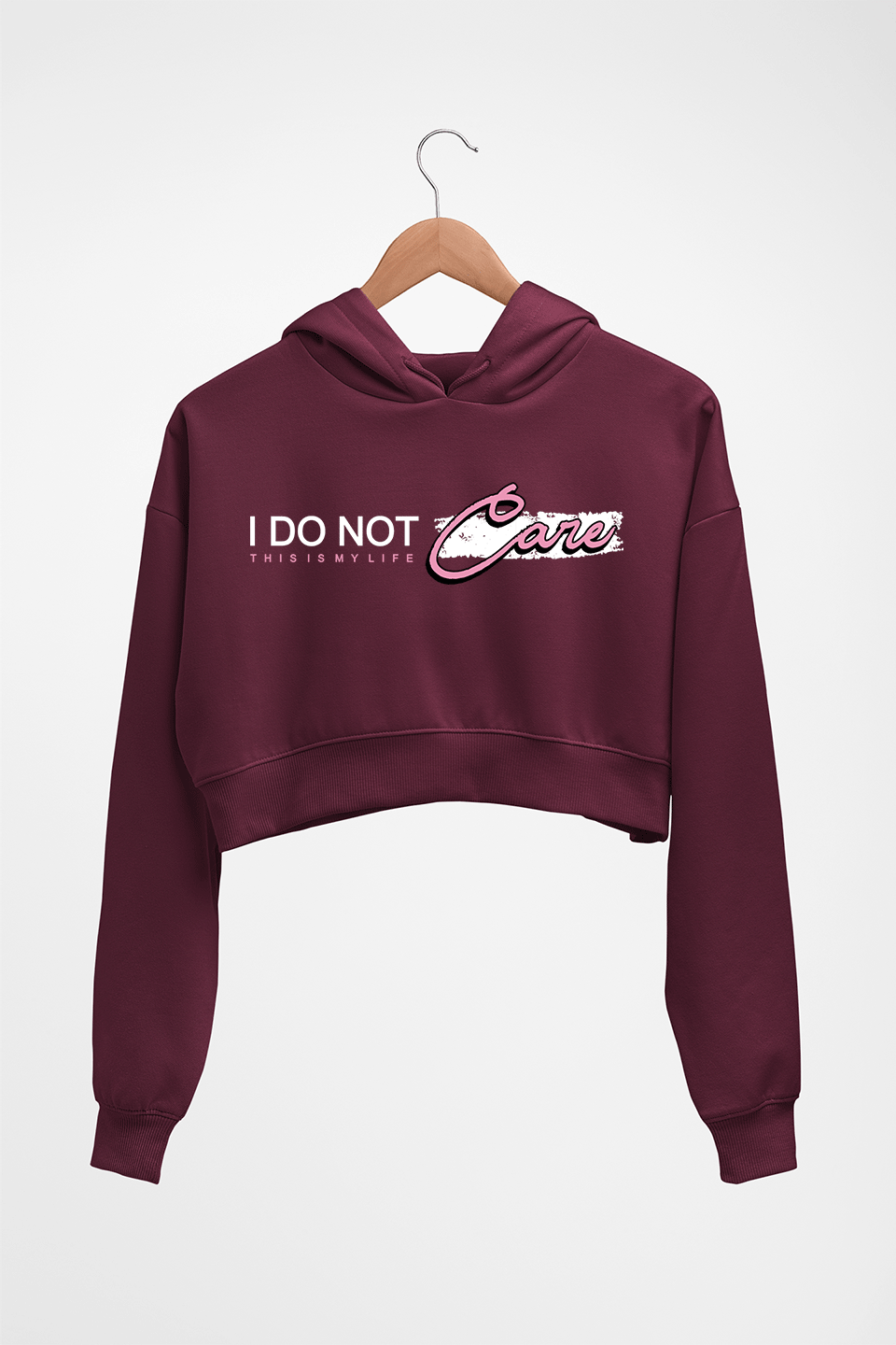 Gym My Life Crop HOODIE FOR WOMEN-Maroon-Ektarfa.online