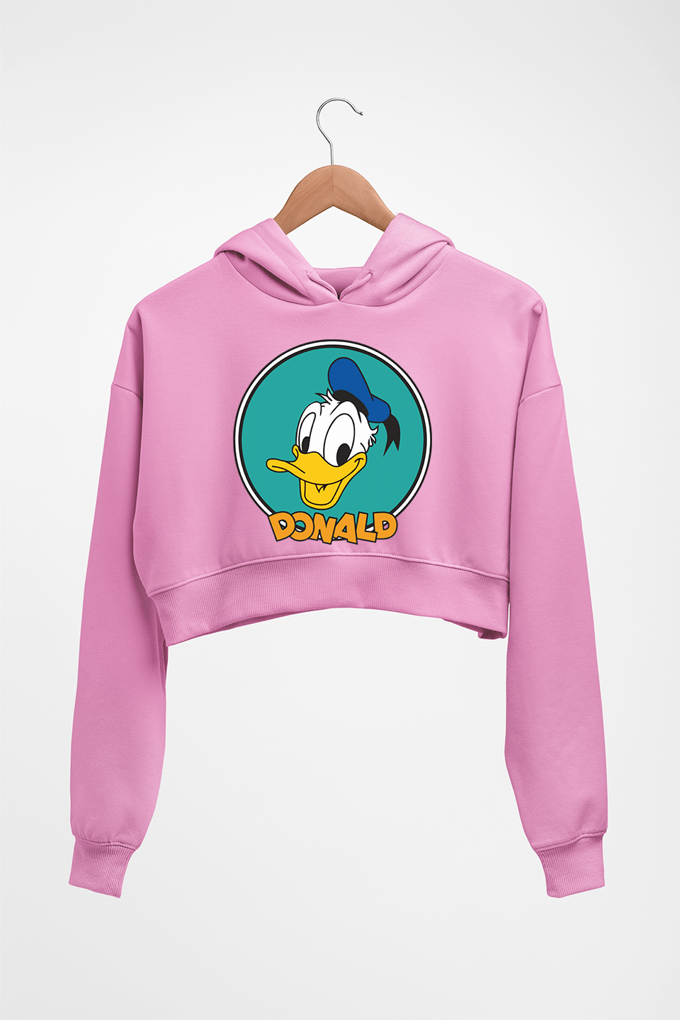 Donald Duck Crop HOODIE FOR WOMEN-Light Baby Pink-Ektarfa.online
