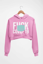Load image into Gallery viewer, Fuck Covid Crop HOODIE FOR WOMEN-Light Baby Pink-Ektarfa.online
