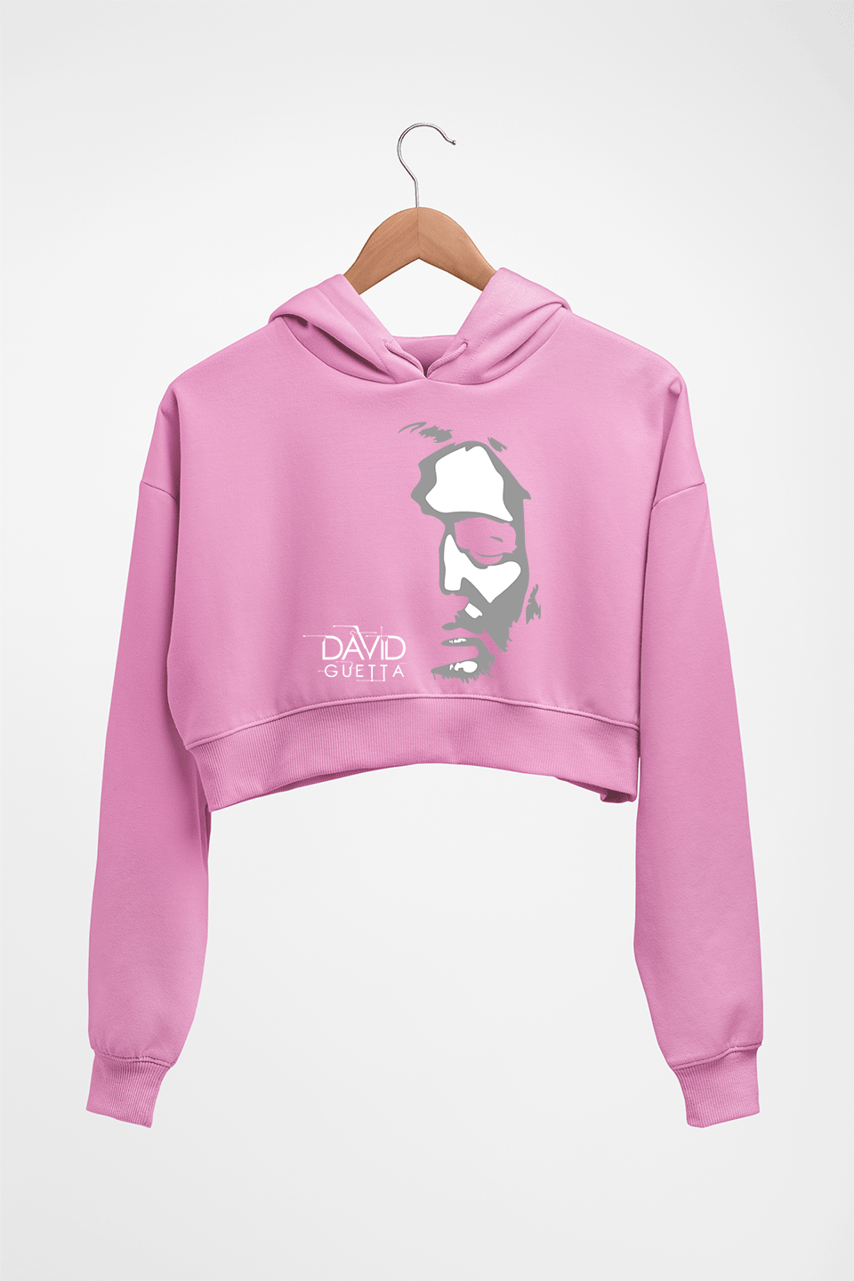 David Guetta Crop HOODIE FOR WOMEN-Light Baby Pink-Ektarfa.online