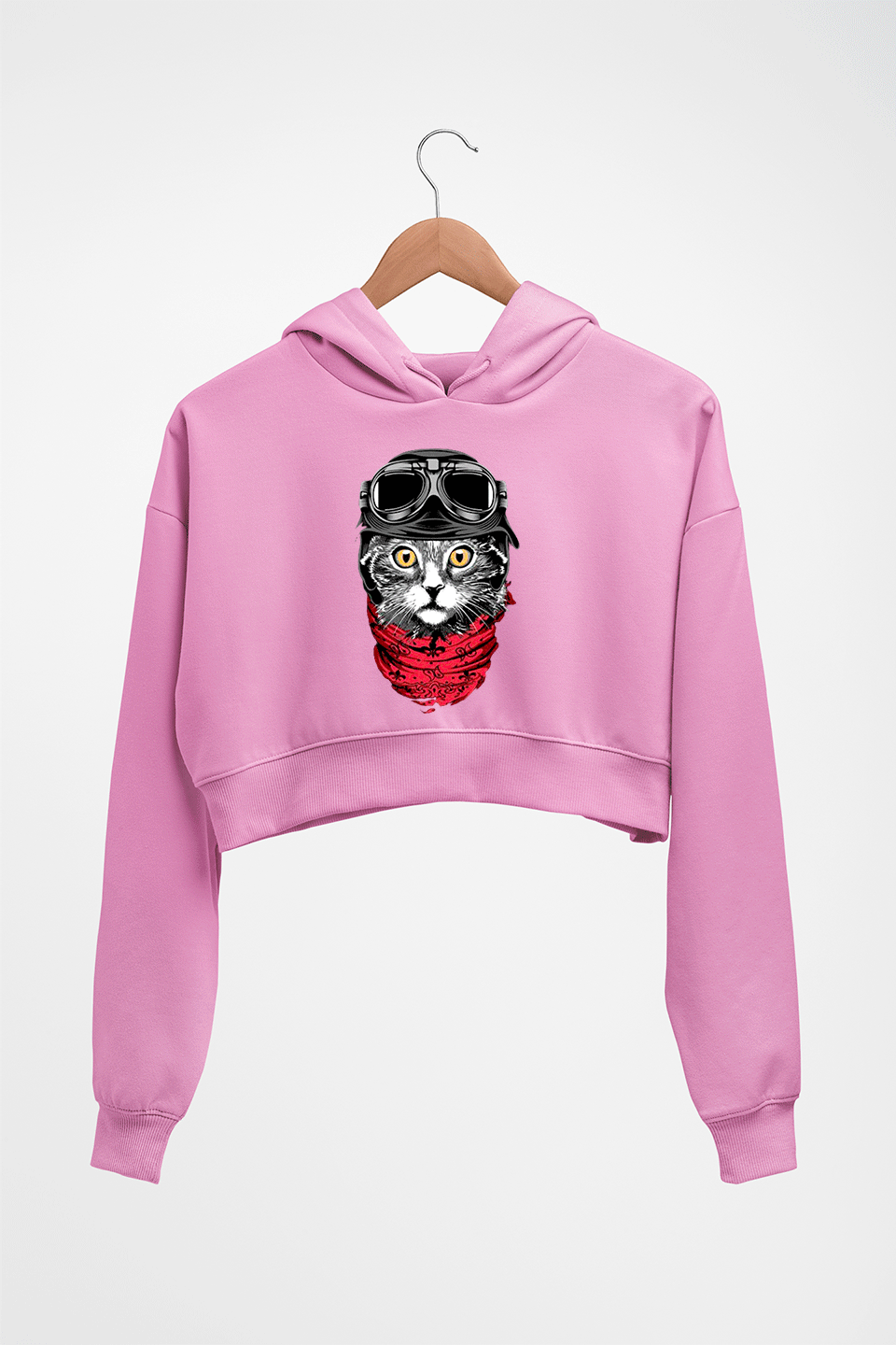 Cat Crop HOODIE FOR WOMEN-Light Baby Pink-Ektarfa.online