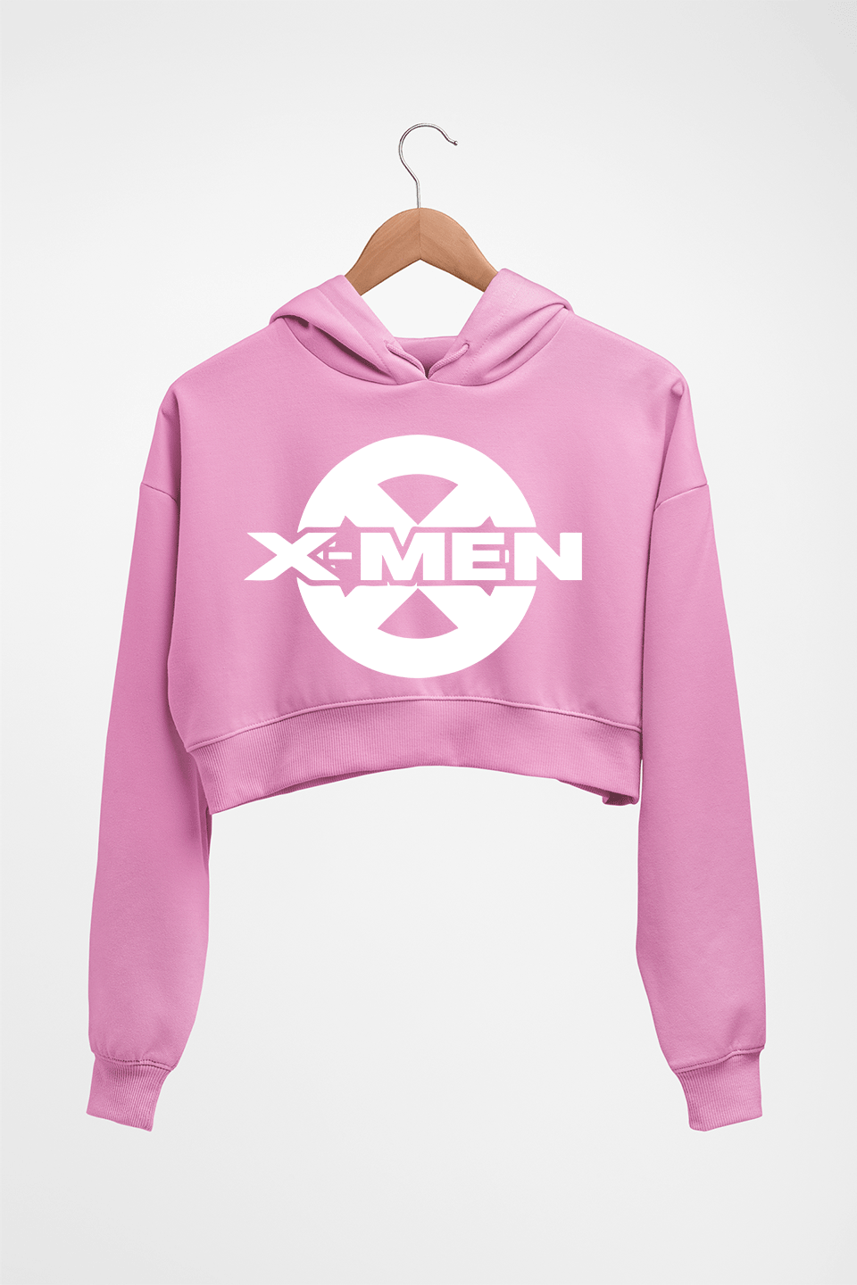 X-Men Crop HOODIE FOR WOMEN-Light Baby Pink-Ektarfa.online