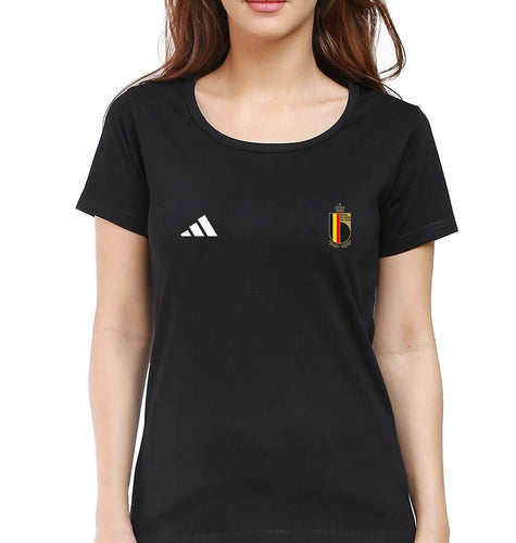 Belgium Football T-Shirt for Women-Black-Ektarfa.online