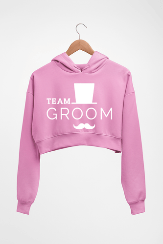 Team Groom Crop HOODIE FOR WOMEN-Light Baby Pink-Ektarfa.online