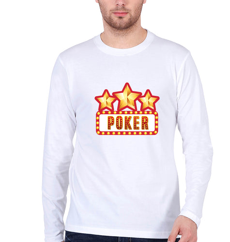 Poker Full Sleeves T-Shirt for Men-White-Ektarfa.online