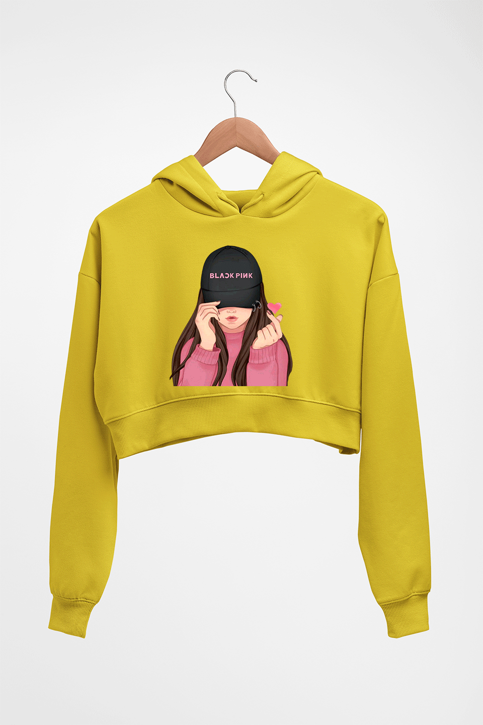 BLACKPINK Crop HOODIE FOR WOMEN-Mustard yellow-Ektarfa.online