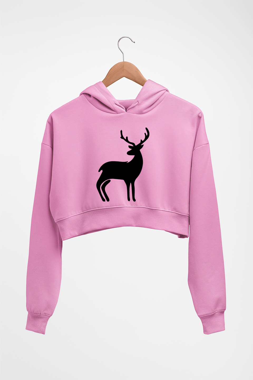 Deer Crop HOODIE FOR WOMEN-Light Baby Pink-Ektarfa.online