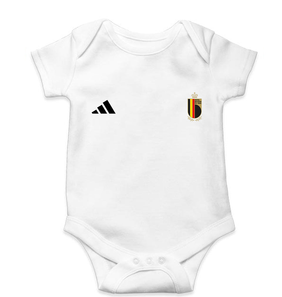 Belgium Football Kids Romper For Baby Boy/Girl-0-5 Months(18 Inches)-White-Ektarfa.online