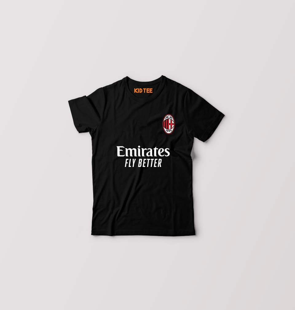 A.C. Milan 2021-22 Kids T-Shirt for Boy/Girl-Black-Ektarfa.online
