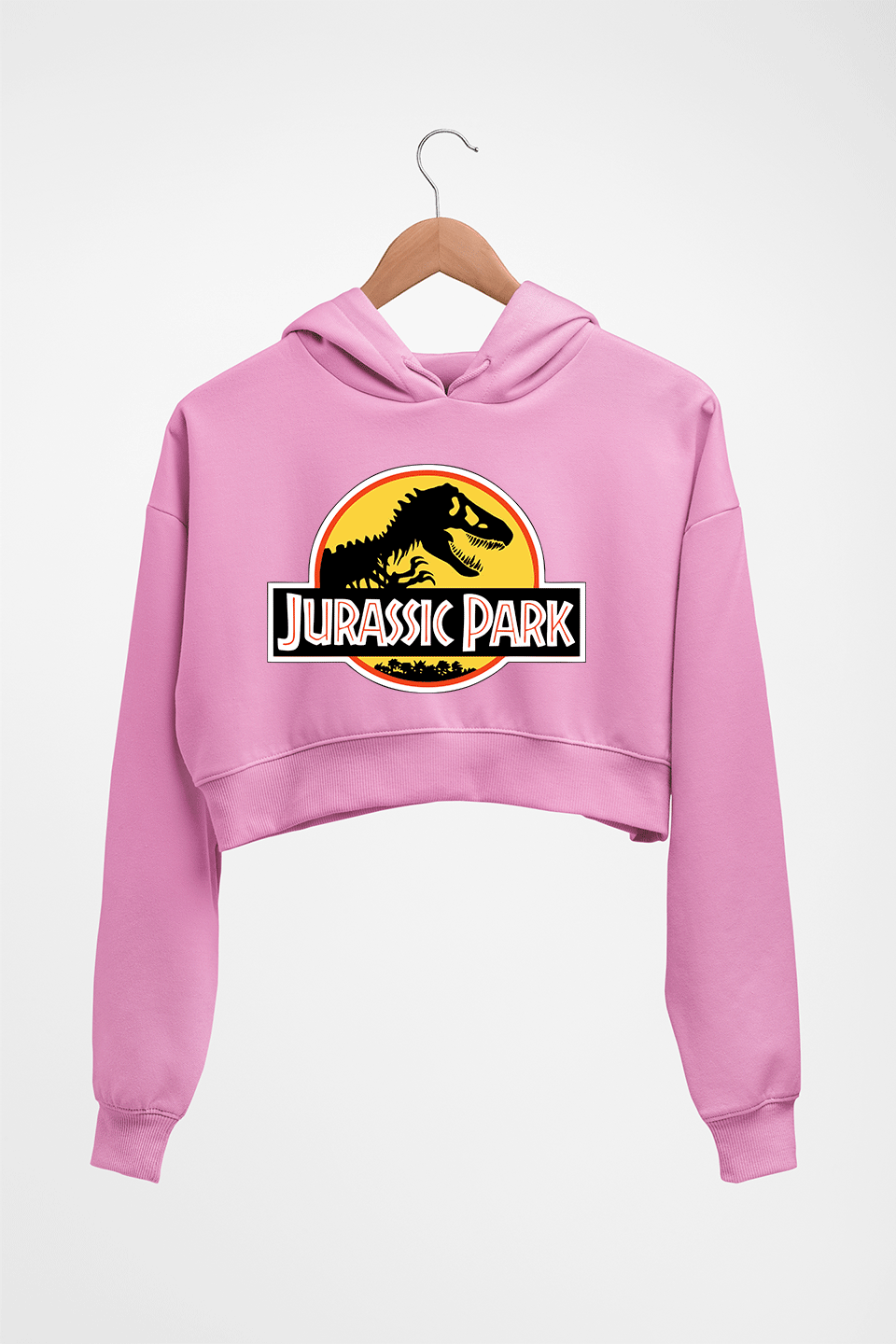 Jurassic Park Crop HOODIE FOR WOMEN-Light Baby Pink-Ektarfa.online