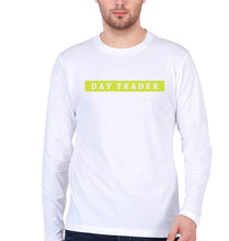 Load image into Gallery viewer, Day Trader Share Market Full Sleeves T-Shirt for Men-S(38 Inches)-White-Ektarfa.online
