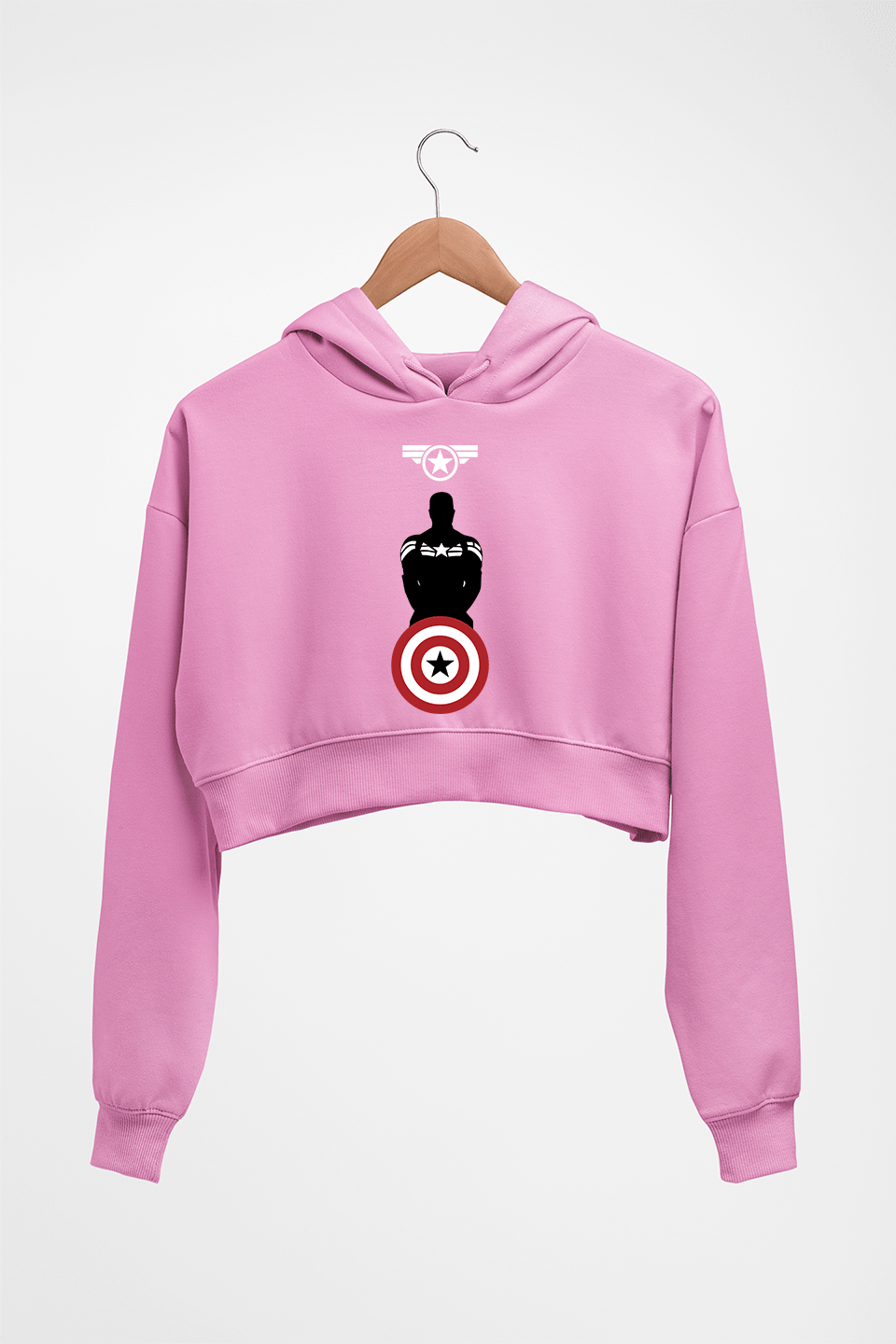Captain America Crop HOODIE FOR WOMEN-Light Baby Pink-Ektarfa.online
