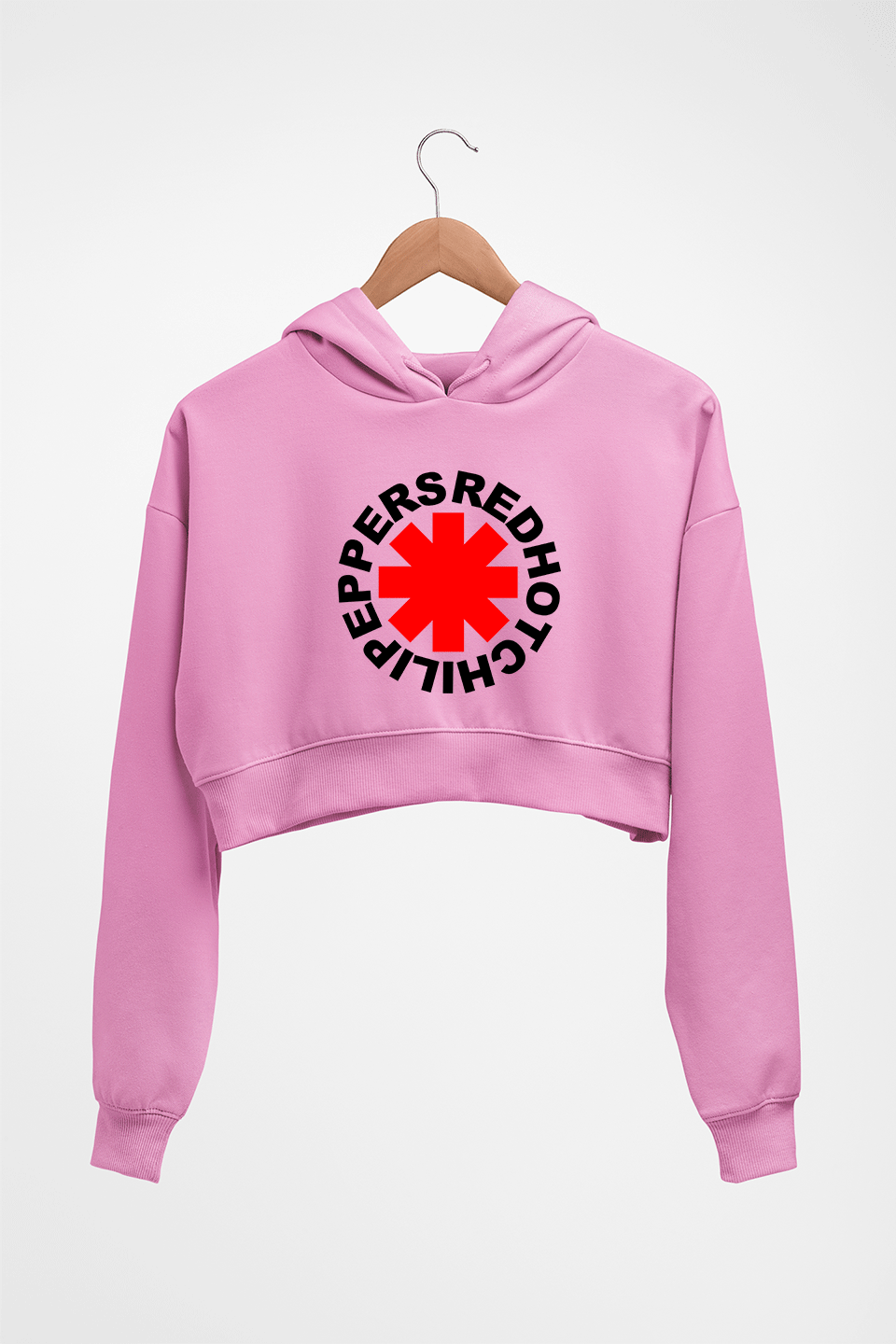 Red Hot Chili Peppers Crop HOODIE FOR WOMEN-Light Baby Pink-Ektarfa.online