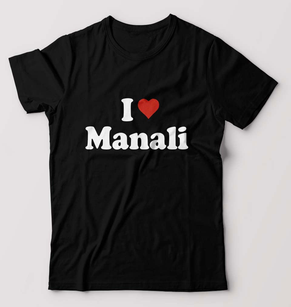I Love Manali T-Shirt for Men-Black-Ektarfa.online