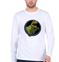 Load image into Gallery viewer, Angry T-Rex Gym Full Sleeves T-Shirt for Men-White-Ektarfa.online
