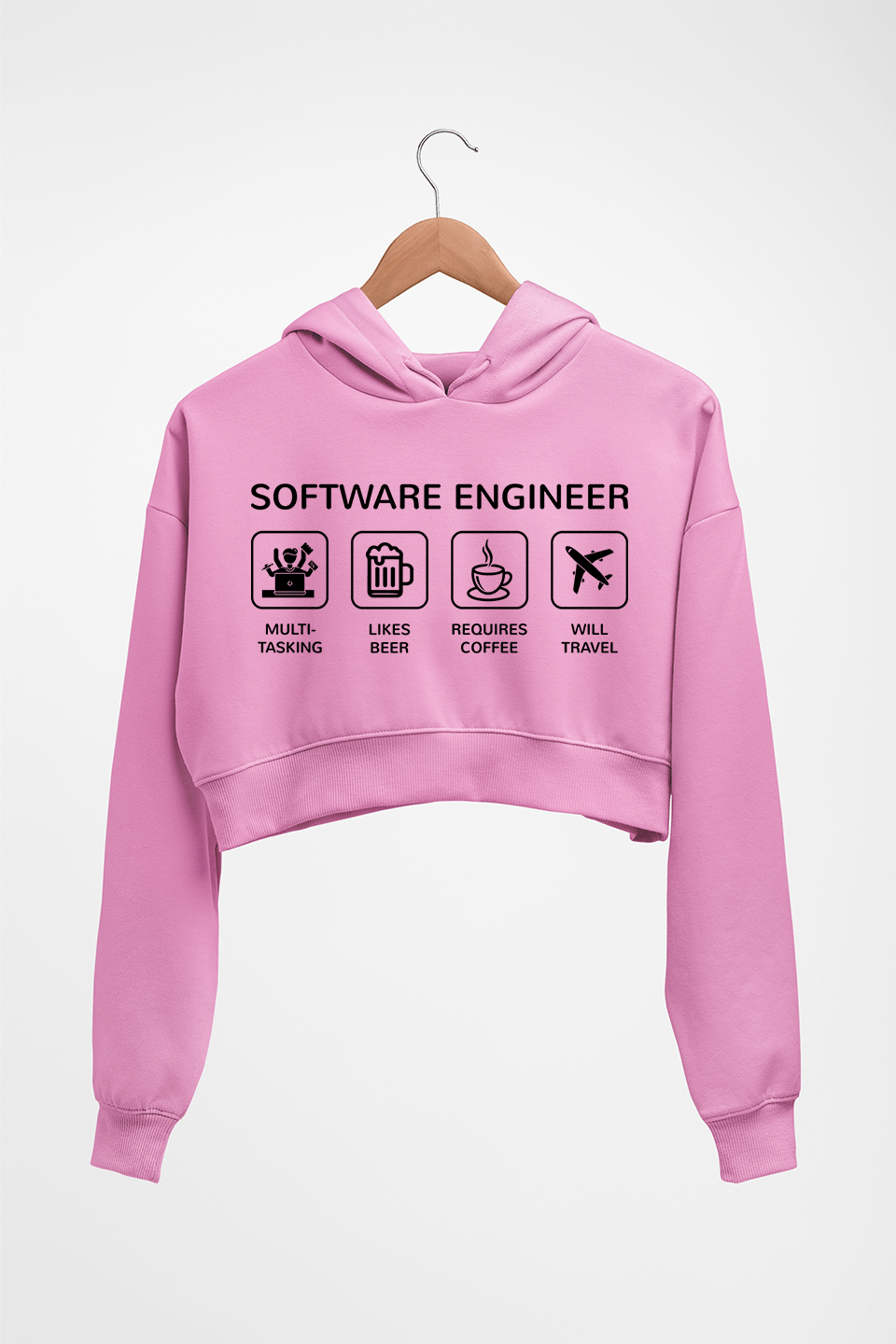 Software Engineer Crop HOODIE FOR WOMEN-Light Baby Pink-Ektarfa.online