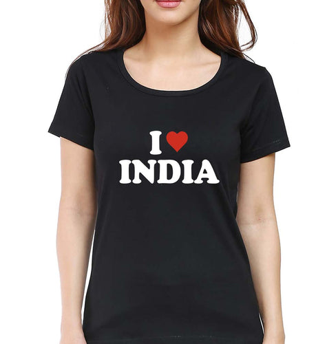 I Love India T-Shirt for Women-Black-Ektarfa.online