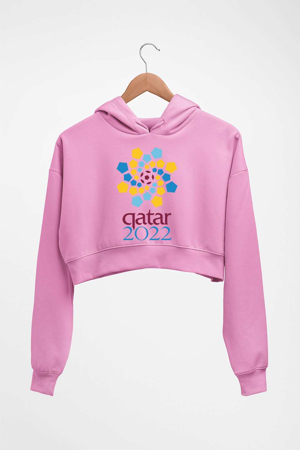 FIFA World Cup Qatar 2022 Crop HOODIE FOR WOMEN-Light Baby Pink-Ektarfa.online