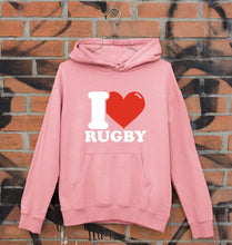 Load image into Gallery viewer, I Love Rugby Unisex Hoodie for Men/Women-Light Pink-Ektarfa.online
