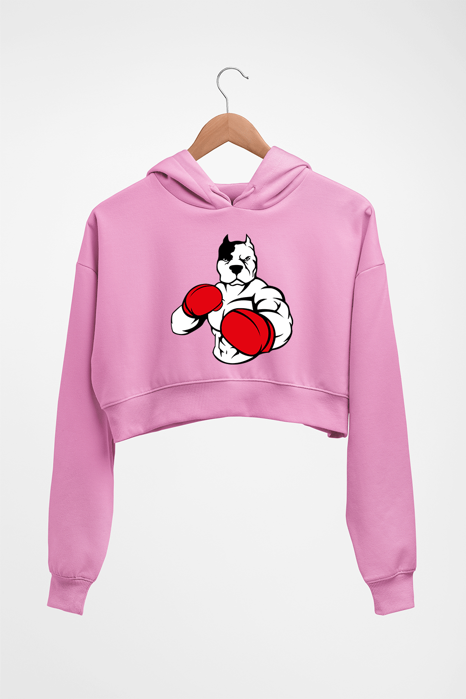 Pitbull Boxing Crop HOODIE FOR WOMEN-Light Baby Pink-Ektarfa.online