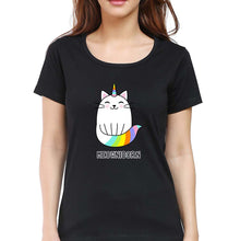 Load image into Gallery viewer, Cat Unicorn T-Shirt for Women-Black-Ektarfa.online
