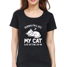 Load image into Gallery viewer, Cat T-Shirt for Women-Black-Ektarfa.online
