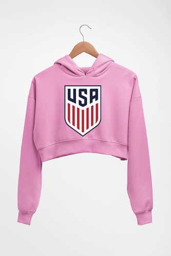 USA Football Crop HOODIE FOR WOMEN-Light Baby Pink-Ektarfa.online