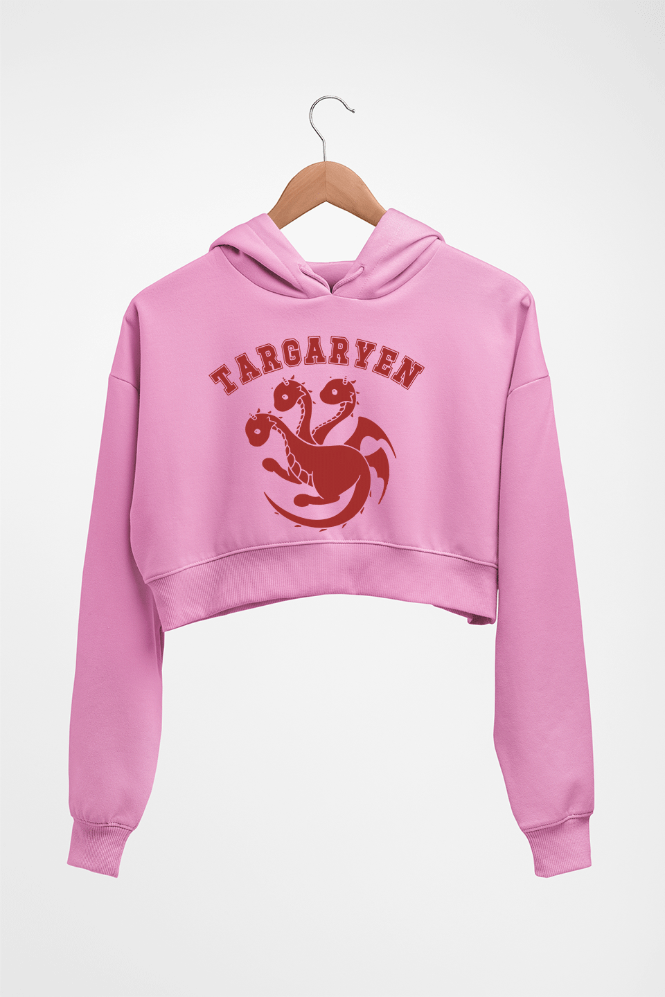 House Targaryen (GOT) Crop HOODIE FOR WOMEN-Light Baby Pink-Ektarfa.online