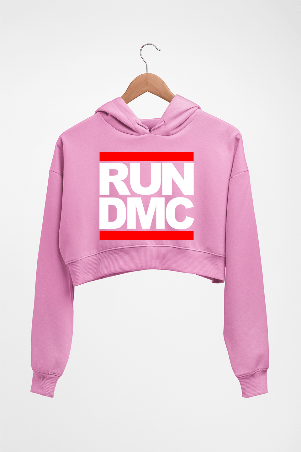 Run DMC Crop HOODIE FOR WOMEN-Light Baby Pink-Ektarfa.online