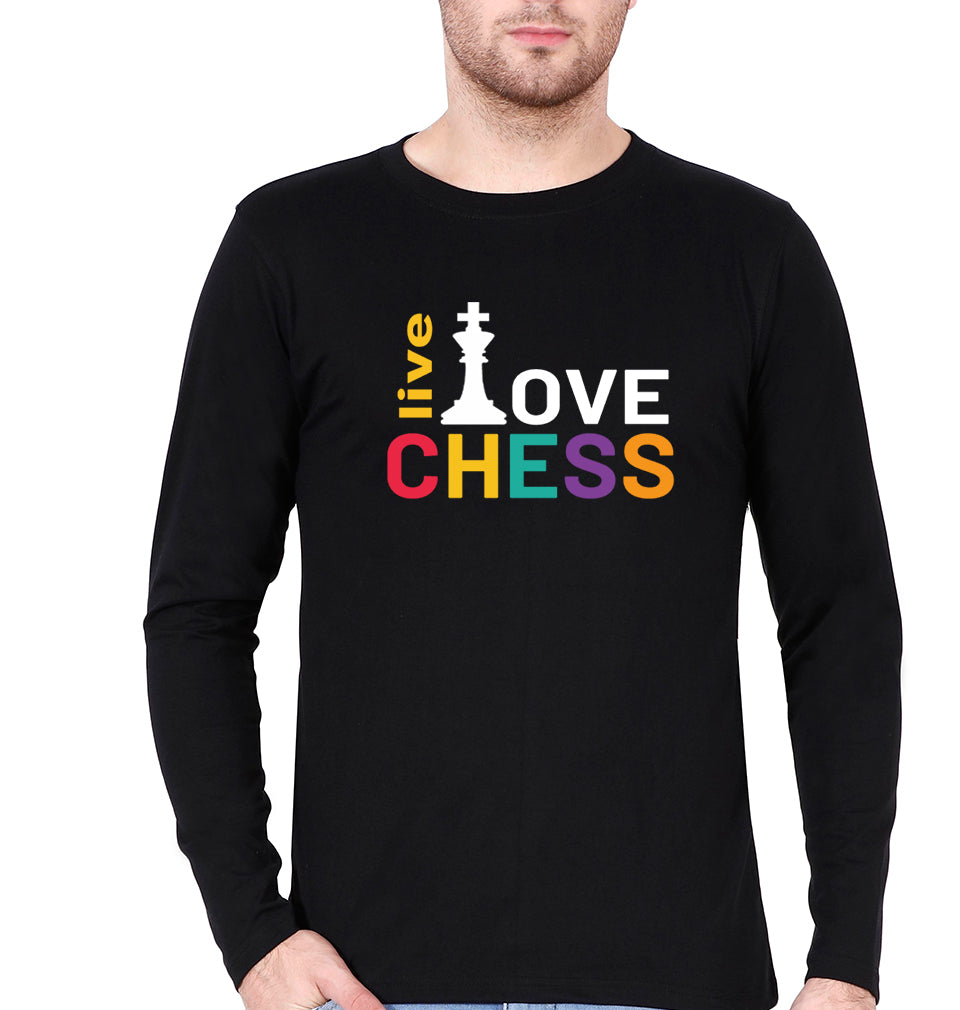 Chess Love Full Sleeves T-Shirt for Men-Black-Ektarfa.online