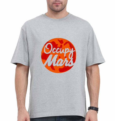 Occupy Mars Elon Musk Oversized T-Shirt for Men-Grey-Ektarfa.online