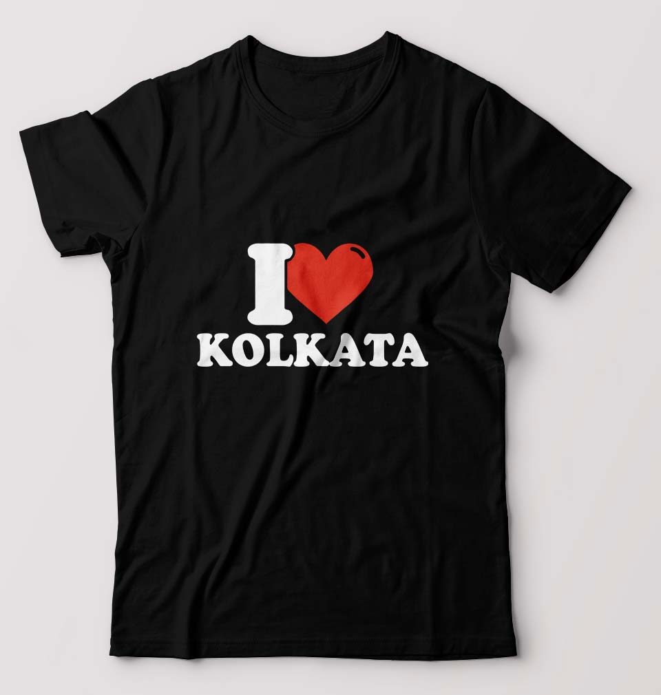 I Love Kolkata T-Shirt for Men-S(38 Inches)-Black-Ektarfa.online