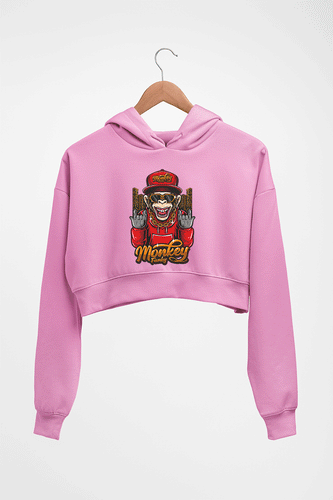 Hip Hop Monkey Crop HOODIE FOR WOMEN-Light Baby Pink-Ektarfa.online