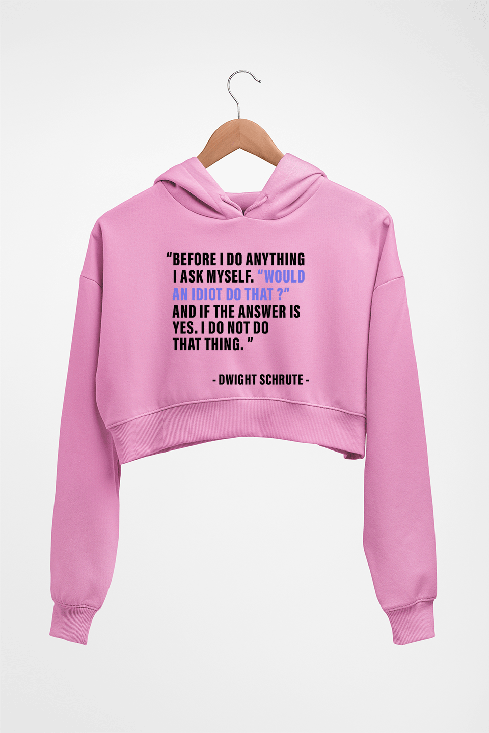 Dwight Schrute Crop HOODIE FOR WOMEN-Light Baby Pink-Ektarfa.online