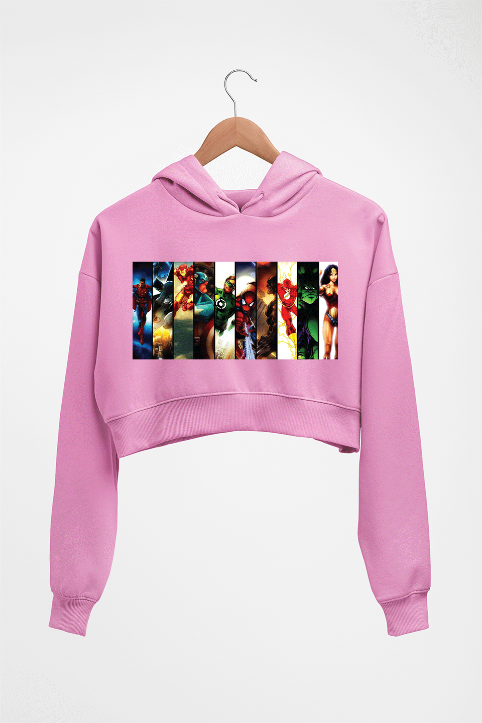 Superhero Crop HOODIE FOR WOMEN-Light Baby Pink-Ektarfa.online