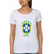 Load image into Gallery viewer, Brazil Football T-Shirt for Women-White-Ektarfa.online
