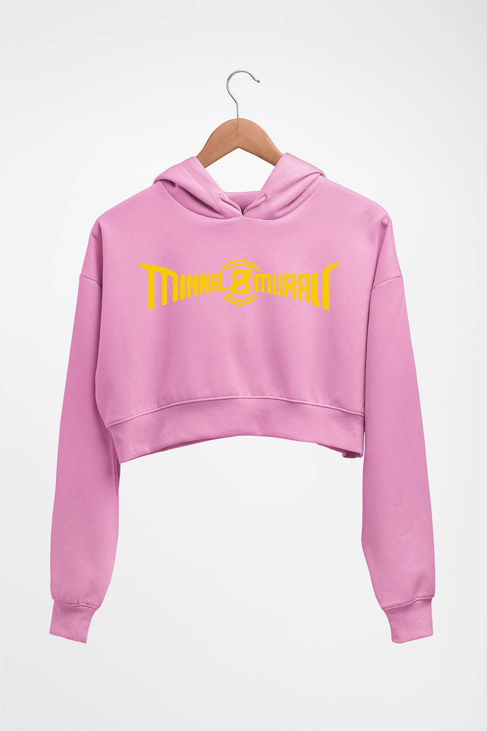 Minnal Murali Crop HOODIE FOR WOMEN-Light Baby Pink-Ektarfa.online