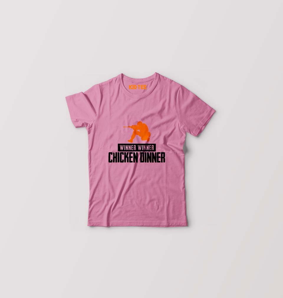PUBG Winner Winner Chicken Dinner Kids T-Shirt for Boy/Girl-Pink-Ektarfa.online